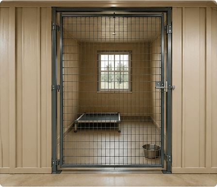 Inside the Creekside 1 kennel