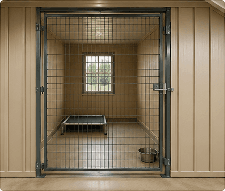 Inside the Creekside 3 kennel