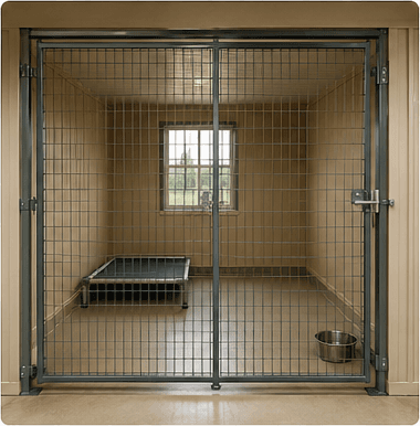 Inside the Cedar 2 kennel